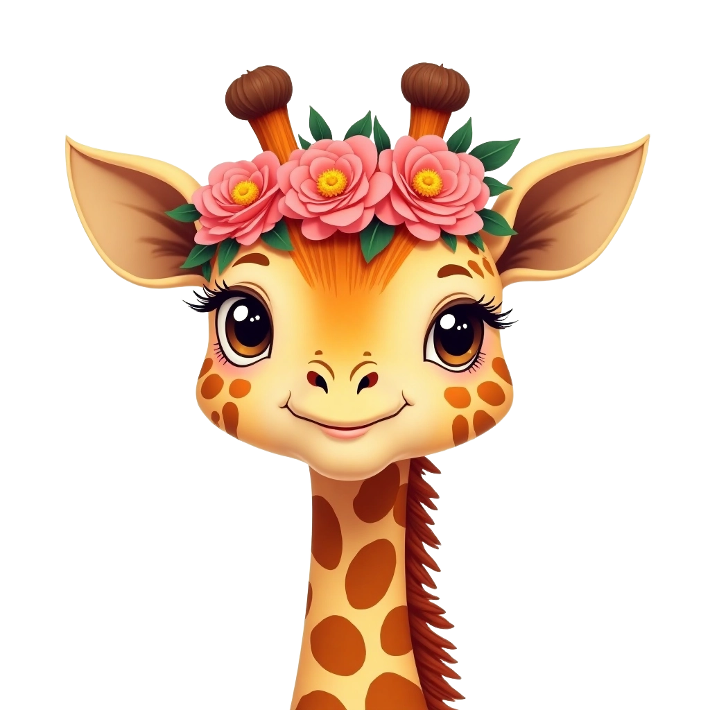 Charming Giraffe with Floral Crown